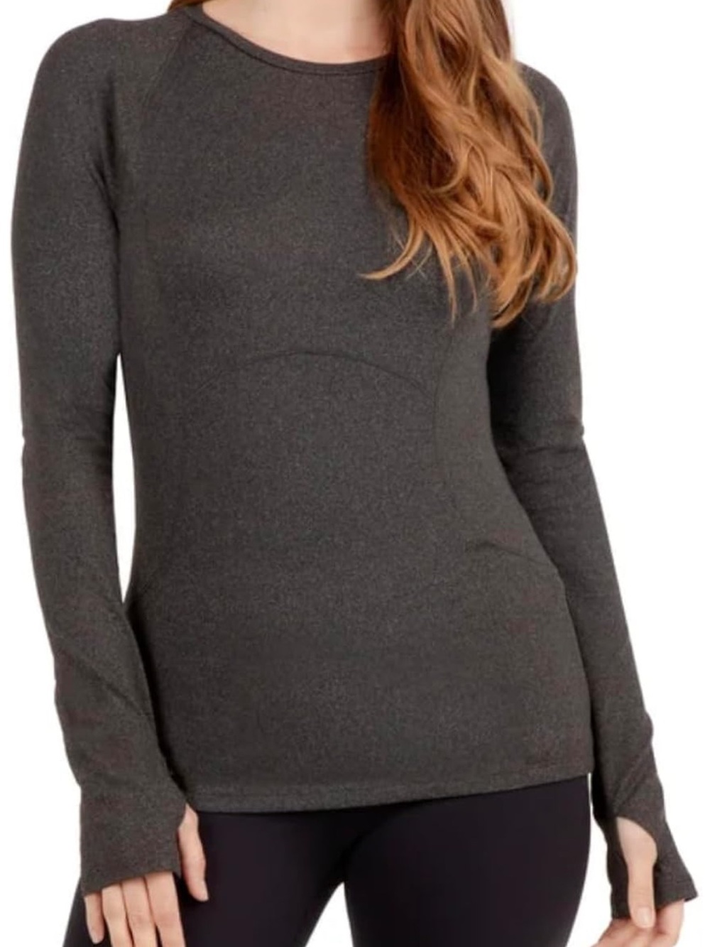 🟠NWT SPYDER Active Women's Jersey Long Sleeve Top w/Thumbholes in Charcoal SMALL